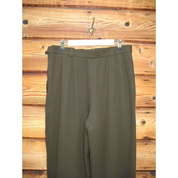 Vintage Jaeger Olive Green Crepe Wool Tapered Pleated High Rise Pants 12 - Picture 5 of 6